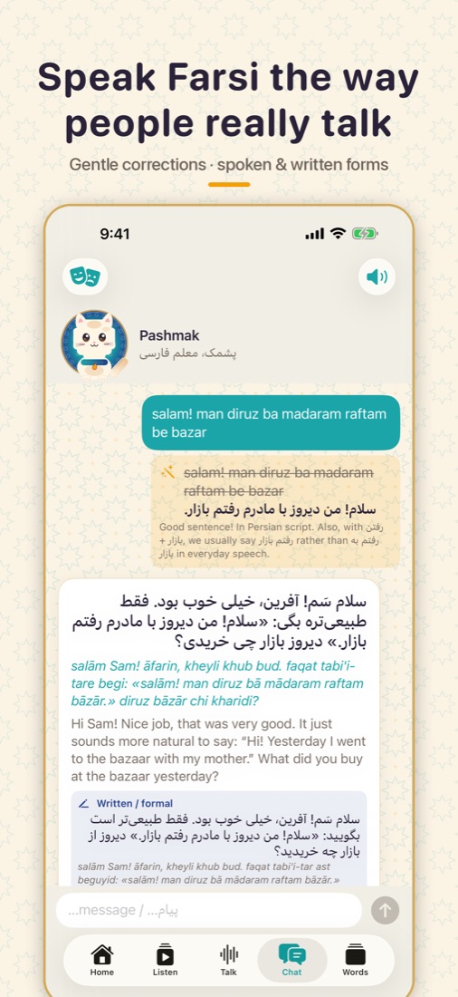 Chat with corrections